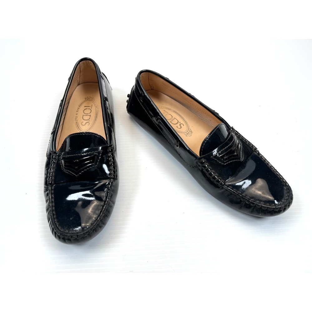 Tod's Gommino Patent Leather Driver Loafer Women 36.5 US 6.5 Flaw*Flats Moccasin